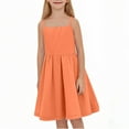 thumbnail image 1 of BRGZLK Girls Summer Dresses, Cute Solid Color Round Neck Sleeveless Waist Cinched Stretchy Dresses A-Line School Recital Dress Orange 4-5 Years, 1 of 6