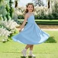 thumbnail image 1 of BRGZLK Girls Summer Midi Dress Daily 2026 Cute Solid Color Spaghetti Strap Halter Dresses Ruched Flowy Vacation Beach Boho Casual Sundress for Teen Girl Blue 4-5 Years, 1 of 5