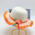 thumbnail image 1 of BRGZLK Girls Summer Pretty Straw Hat Kids Large Brim Sun Protection Outdoor Hat With Bowknot for 3-7 Years Orange Free Size, 1 of 3