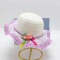 thumbnail image 1 of BRGZLK Girls Summer Pretty Straw Hat Kids Large Brim Sun Protection Outdoor Hat With Bowknot for 3-7 Years Purple Free Size, 1 of 3
