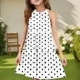 thumbnail image 1 of BRGZLK Girls Summer Sundress Trendy Polka Dots Print Sleeveless Patchwork Halter Dress Casual Swing Pleated A-Line Midi Dress White 9-10 Years, 1 of 6