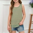 thumbnail image 1 of BRGZLK Girls Summer Tank Top Trendy Striped Printed Loose Fit Sleeveless Top Basic Casual Round Neck Tunic Top Green 13-14 Years, 1 of 6
