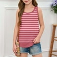 thumbnail image 1 of BRGZLK Girls Summer Tank Top Trendy Striped Printed Loose Fit Sleeveless Top Basic Casual Round Neck Tunic Top Watermelon Red 11-12 Years, 1 of 6