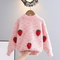 thumbnail image 1 of BRGZLK Girls Sweaters Strawberry Decorated Round Neck Long Sleeved Sweater Base Layer Casual and Comfortable Knitted Top Round Neck Sweater Pink 1-2 Years, 1 of 3