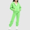 thumbnail image 1 of BRGZLK Girls Sweatsuit 2Pcs Outfits Solid color Jacket Zipper Long Sleeved Hooded Sweatshirt and Leg Tied Sweatpants Casual Jogger Sets Mint Green 7-8 Years, 1 of 5