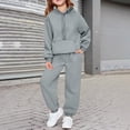 thumbnail image 1 of BRGZLK Girls Sweatsuit Outfits Solid Color Long Hooded Sweatshirt and Ankle Cuff Sweatpants Casual Sports Two Pieces Set with Pockets Gray 12-13 Years, 1 of 5