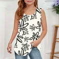 thumbnail image 1 of BRGZLK Girls Tank Top Funny Floral Print Sleeveless Shirts Summer Casual Round Neck Beach Holiday Tee White 13-14 Years, 1 of 6