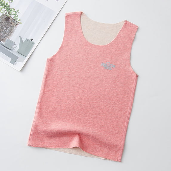 BRGZLK Girls Tank Tops Spring Summer Fashion Little Girls Solid Color Round Neck Soft Sleeveless Seamless Comfort Breathable Training Cotton Camisole Undershirts Pink 13-14 Years