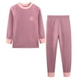 thumbnail image 1 of BRGZLK Girls Thermal Underwear Set Long Sleeve Round Neck Base Layer Homewear Set Kids Autumn Clothes Elastic Waist Pants Warm Loungewear Purple 11-12 Years, 1 of 2