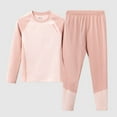 thumbnail image 1 of BRGZLK Girls Thermal Underwear Set Long Sleeve Round Neck Homewear Kids Autumn Clothes Pants Warm Loungewear Set Pink 8-9 Years, 1 of 3