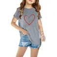 thumbnail image 1 of BRGZLK Girls Valentines T Shirt Trendy Casual Funny Love Heart Graphic Round Neck Short Sleeve Summer Basis Tops Shirt Gray 3-4 Years, 1 of 4