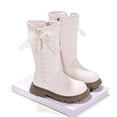 thumbnail image 1 of BRGZLK Girls Winter Boots Cute Pearl Bow Decor Side Zipper Cowgirl Knee High Riding Boots Stylish Non-Slip Chunky Heel Waterproof Tall Boot White 13 Little Kids, 1 of 7