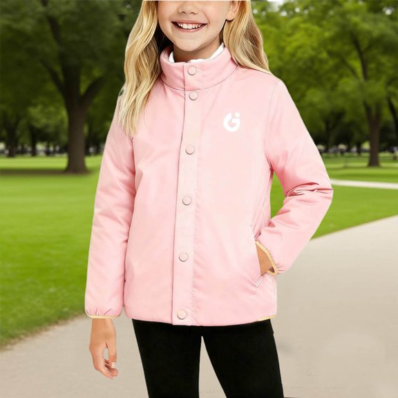 BRGZLK Girls Winter Coats Solid Color Zipper Thickened Lightweight Coat Windproof Warm Cotton Clothes Unisex Casual Windbreaker Pink 14-15 Years