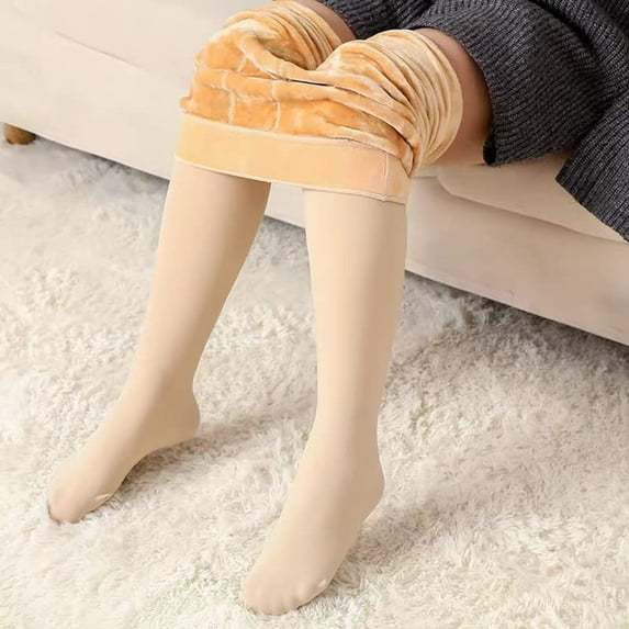 BRGZLK Girls Winter Thick Pants Solid Color Stylish High Waisted Slim Leggings Girls Yoga Pants Casual Sports Leggings for Kids Beige 10-14 Years