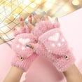 thumbnail image 1 of BRGZLK Gloves for Girls Winter Students Half Finger Flip Cover Cartoon Plush Autumn Winter Fleece Lined Thickened Warm Gloves Fashion Winter Outdoor Sport Warm Gloves Hot Pink M, 1 of 2