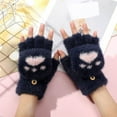 thumbnail image 1 of BRGZLK Gloves for Girls Winter Students Half Finger Flip Cover Cartoon Plush Autumn Winter Fleece Lined Thickened Warm Gloves Fashion Winter Outdoor Sport Warm Gloves Navy M, 1 of 2