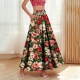 thumbnail image 1 of BRGZLK Half Skirts For Women Floral Print Fashion 2026 A Line Elastic High Waist Boho Holiday Maxi Skirt Pockets, 1 of 7