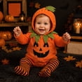 thumbnail image 1 of BRGZLK Halloween Costume Toddler Infant Fleece Hooded Pumpkin Onesie with Leggings Warm Comfort Set Cute Cosplay Outfits for Parties Dress Up Orange C 18-24 Months, 1 of 9