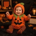 thumbnail image 1 of BRGZLK Halloween Costume Toddler Infant Fleece Hooded Pumpkin Onesie with Leggings Warm Comfort Set Cute Cosplay Outfits for Parties Dress Up Orange D 3-6 Months, 1 of 9