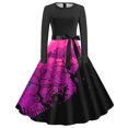 thumbnail image 1 of BRGZLK Halloween Dress Women Crew Neck Long Sleeve Printed Witch Dresses Loose Fit A-line Casual Long Dresses Holiday Party Outfit Purple L, 1 of 3