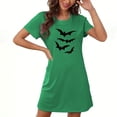 thumbnail image 1 of BRGZLK Halloween Nightgowns for Women Cute Bat Print Crewneck Short Sleeve Night Dress Lightweight Soft Comfy Casual Nightgown Green L, 1 of 3