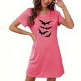 thumbnail image 1 of BRGZLK Halloween Nightgowns for Women Cute Bat Print Crewneck Short Sleeve Night Dress Lightweight Soft Comfy Casual Nightgown Hot Pink L, 1 of 3