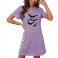 thumbnail image 1 of BRGZLK Halloween Nightgowns for Women Cute Bat Print Crewneck Short Sleeve Night Dress Lightweight Soft Comfy Casual Nightgown Purple M, 1 of 3