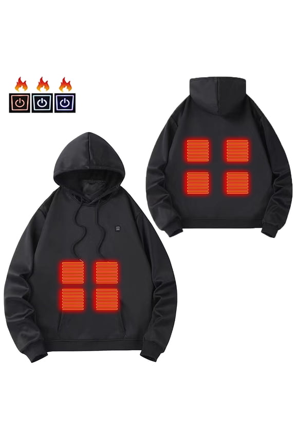 Heated Hoodie for Men Heated Hoodies Unisex USB Electric Heated Jacket Washable Heated Winter Clothes with Pocket(Without Battery) Black XL