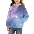 thumbnail image 1 of BRGZLK Hoodies for Girls Toddler Stylish Cute Ombre Print Long Sleeve Warm Comfy Pullover Sweatshirt with Pockets Autumn Winter Casual Clothes Blue A 11-12 Years, 1 of 8