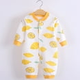 thumbnail image 1 of BRGZLK Infant Baby Boys Girls Jumpsuits Cute Watermelon Print Button-Down Round Neck Long Sleeve Soft Comfortable Cotton Rompers Yellow 6-9 Months, 1 of 4
