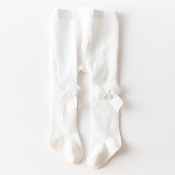 BRGZLK Infant Baby Girls Cotton Tights Autumn Sweet Cute Bow Princess Pantyhose Toddler Soft Cozy Stocking Trousers Kids Classic Leggings Socks White 12-24 Months