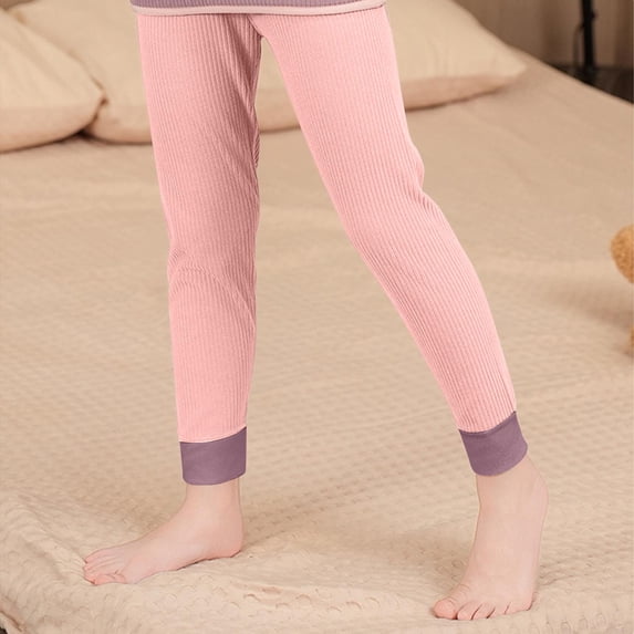 BRGZLK Infant Girls Warm Thermal Legging Fall Winter Solid Color Seamless Soft Pull On Leggings Ribbed Pants Toddler Girl Long Pants Pink 12-13 Years