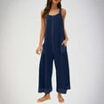 thumbnail image 1 of BRGZLK Jumpsuits for Women Fashion Solid Color Loose Adjustable Sleeveless Waffle Overalls Wide Leg Long With Pockets Dark Blue XL, 1 of 7
