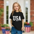 thumbnail image 1 of BRGZLK Kids 4Th Of July Cotton Shirts Boys Girls Independence Day Letter Printed Top Soft Cozy Round Neck Short Sleeve T-Shirt Black 3-4 Years, 1 of 6