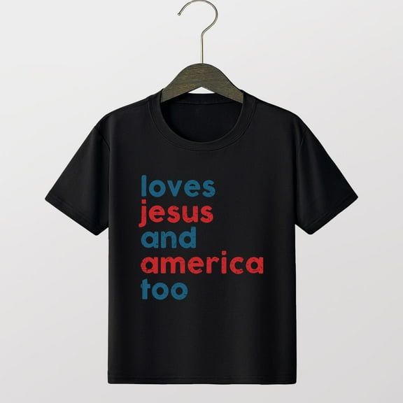 BRGZLK Kids 4Th Of July Shirts Boys Girls Trendy Letter Print T-Shirt Summer Patriotic Short Sleeve Cotton Top Clothes Black 7-8 Years