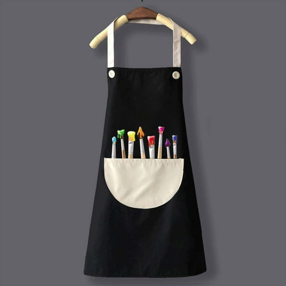 BRGZLK Kids Art Smock, Toddlers Painting Apron Adjustable Straps Waterproof Children Artist Smock With Front Pockets Black 3-5 Years