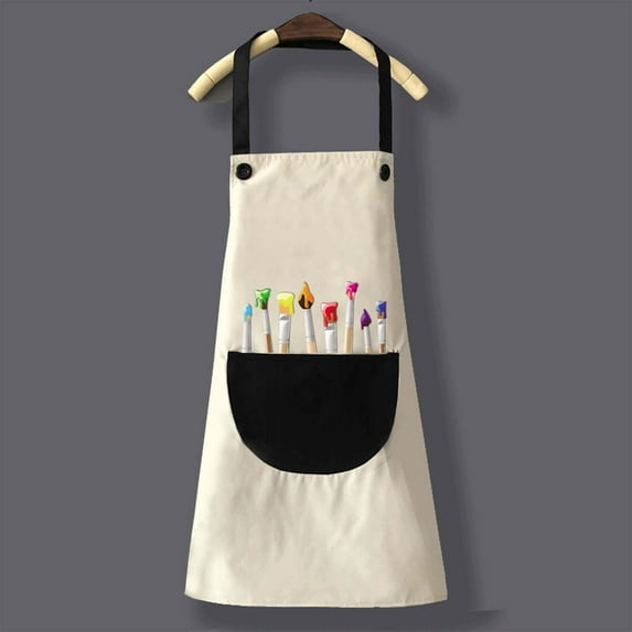 BRGZLK Kids Art Smock, Toddlers Painting Apron Adjustable Straps Waterproof Children Artist Smock With Front Pockets White 9-11 Years