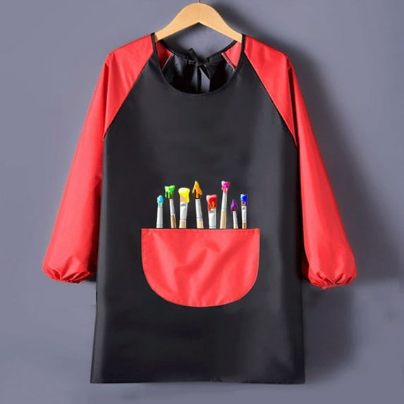 BRGZLK Kids Art Smock, Toddlers Painting Waterproof Long Sleeved Cover Versatile Reverse Dressing Baby Apron With Front Pockets Gray 1-4 Years