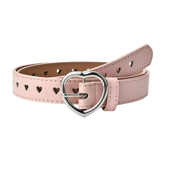 BRGZLK Kids Belts Boys Girls Cute Peach Heart PU Leather Belt, Adjustable Belt With Heart Buckle Pink Free Size