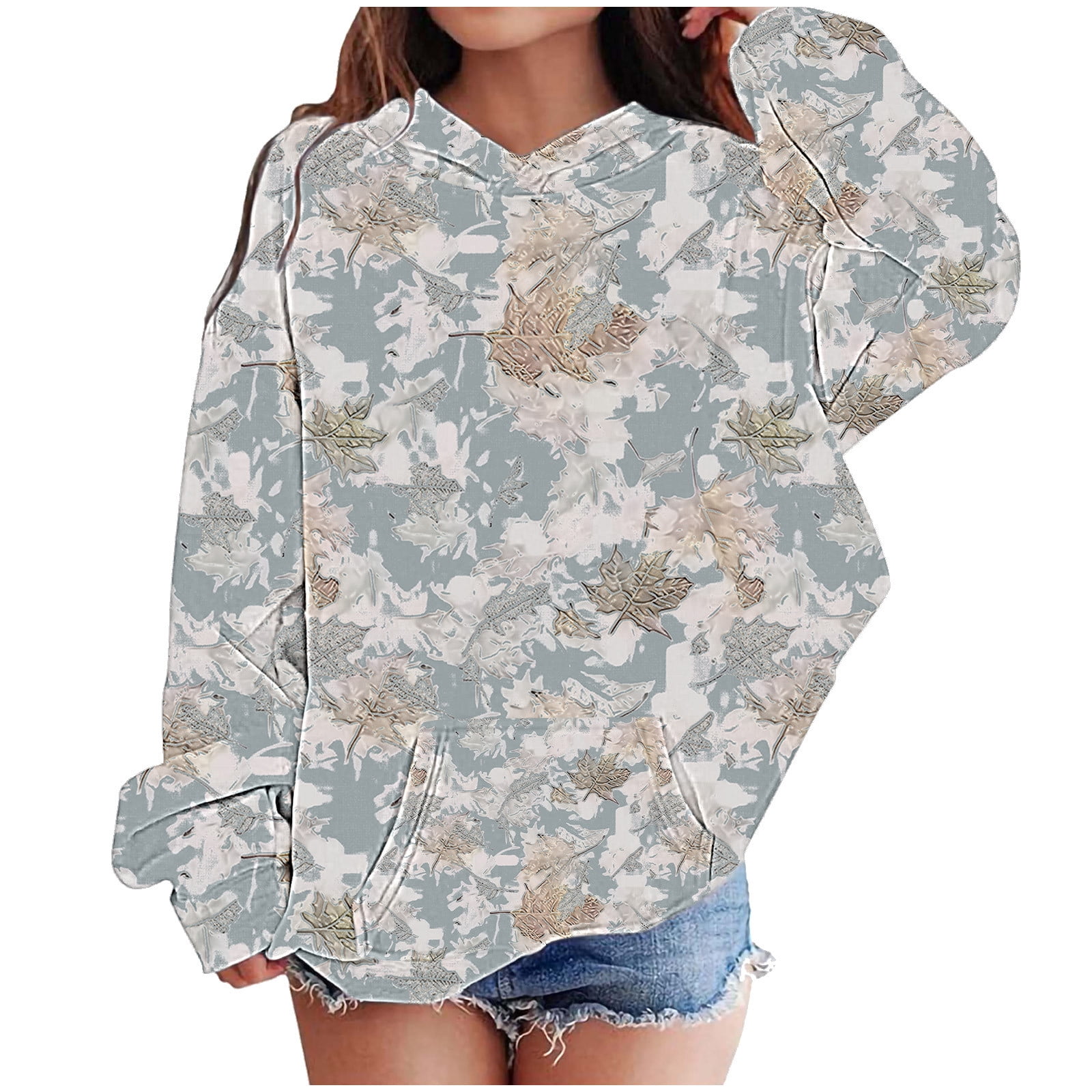 BRGZLK Kids Camo Hoodie Boys and Girls Maple Leaf Print Pullover