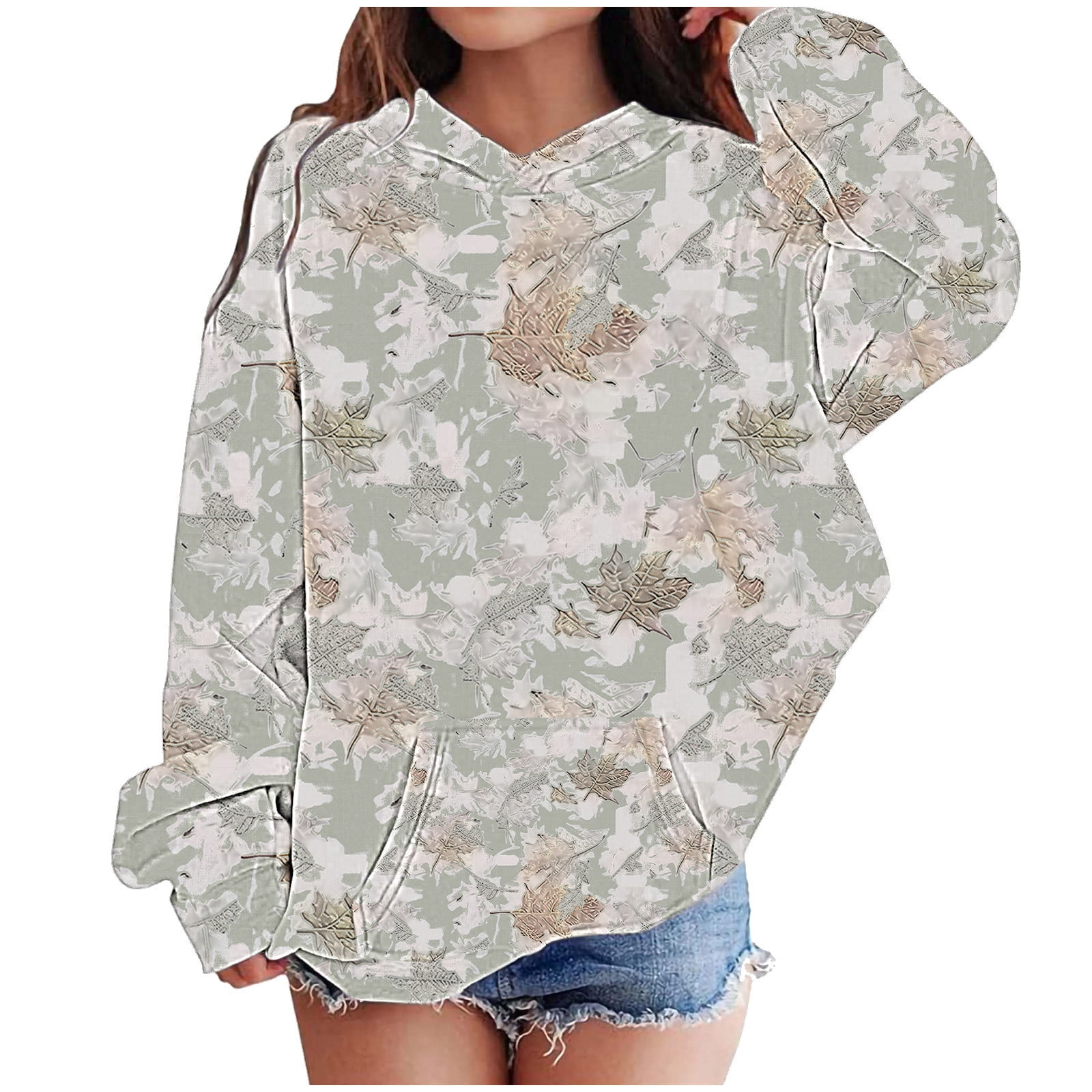 BRGZLK Kids Camo Hoodie Boys and Girls Maple Leaf Print Pullover