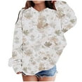 thumbnail image 1 of BRGZLK Kids Camo Hoodie Boys and Girls Maple Leaf Print Pullover Tops Oversized Casual Long Sleeved Drawstring Hooded Sweatshirt with Pockets White 11-12 Years, 1 of 6