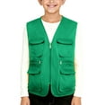 thumbnail image 1 of BRGZLK Kids Cargo Vest Solid Color Zip Up Spring Autumn Travel Multi Pocket Unisex Outer Wear Lightweight Utility Volunteer Vest Top Green 9-10 Years, 1 of 4