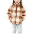 thumbnail image 1 of BRGZLK Kids Coat Fleece Jacket Sherpa Fall Winter Full Zip Fuzzy Coat Long-sleeved Hoodless Outwear with Pockets for Biys Girls Beige 7-8 Years, 1 of 5