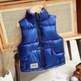 thumbnail image 1 of BRGZLK Kids Coat Hooded Lightweight Warm Puffer Vest Casual Cozy Girls Boys Winter Sleeveless Zipper Coat Blue 11-12 Years, 1 of 5