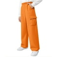 thumbnail image 1 of BRGZLK Kids Fall Winter Sweatpants Fashion Solid Color Elastic Waist Straight Leg Pants Casual Outerwear Athletic Trousers with Pockets Orange 14-15 Years, 1 of 8