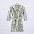 thumbnail image 1 of BRGZLK Kids Fleece Robes Boys Girls Cute Floral Print Plush Soft Flannel Warm Fluffy Bathrobe Home Absorbent Hooded Bath Towels for 3-12 Years White Free Size, 1 of 4