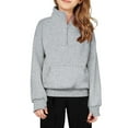 thumbnail image 1 of BRGZLK Kids Fleece Sweatshirts Girls Half Zip High Neck Pullover Tops Long Sleeve Thumb Hole Crop Tops with Pocket Gray 13-14 Years, 1 of 4