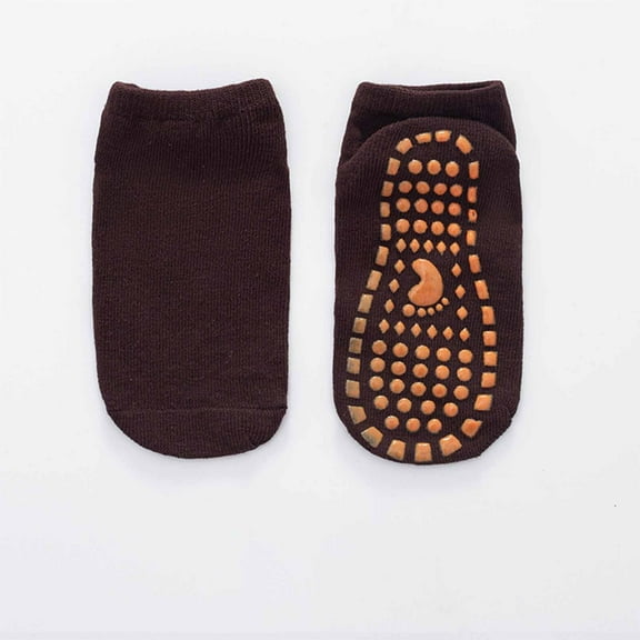 BRGZLK Kids Floor Socks Anti Slip Solid Color Short Socks Breathable Cotton Socks Boys Girls Winter Warm Cozy Socks Wine 12+ Years