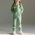 thumbnail image 1 of BRGZLK Kids Full-Zip Sweatsuit Set Boys Girls Fall Winter Trendy Solid Color Fleece Sports Hooded Tops and Athletic Jogger Pants Two-Piece Set With Pockets Green 3-4 Years, 1 of 9